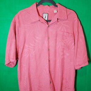 Jamaica Jaxx 100% Silk Mens Large Coral Hawaiian Shirt Island Tropical